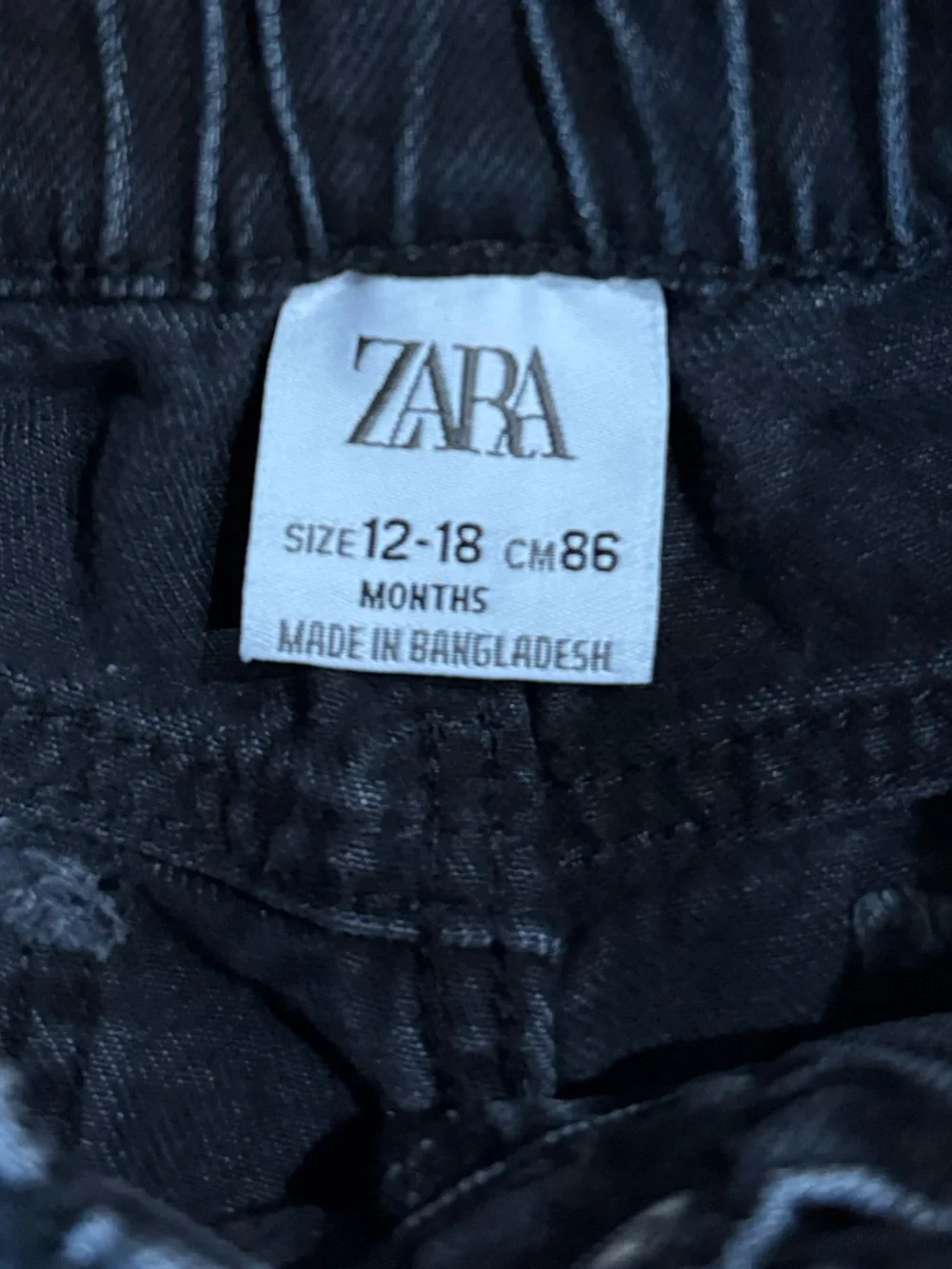 Zara Black Kids Denim Joggers with Faded Detail